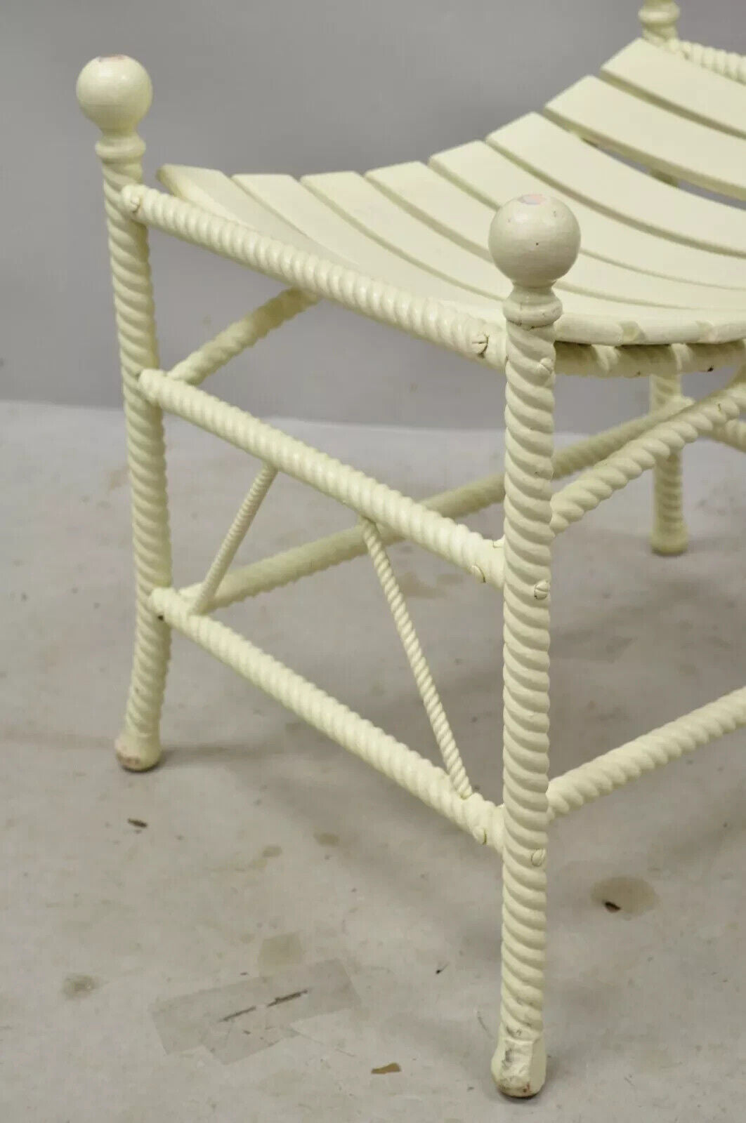 Antique Arts & Crafts Stick and Ball Thebes Bentwood Slat Wooden Stool