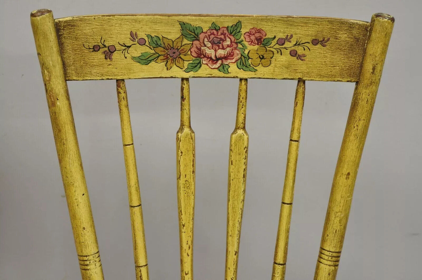 Frederick Loeser & Co Yellow Primitive Hitchcock Style Side Chairs - Pair (B)