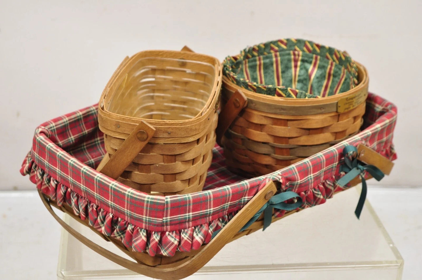 Longaberger 1994 Jingle Bell Basket 1995 Dresden Basket 1988 Basket - 3 Pcs