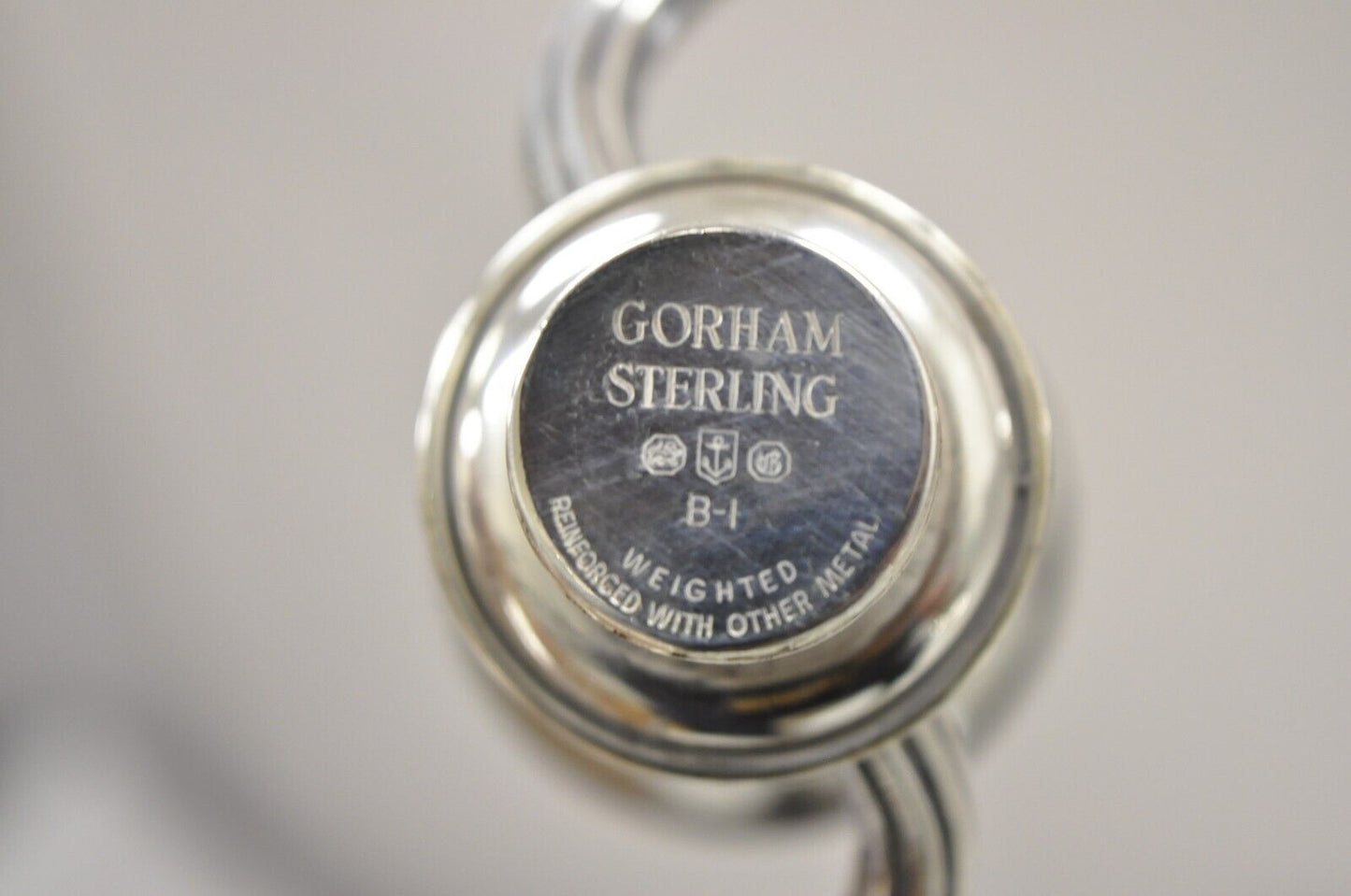 Gorham 808/1 Weighted Sterling Silver 3 Light Candlestick Candle - a Pair