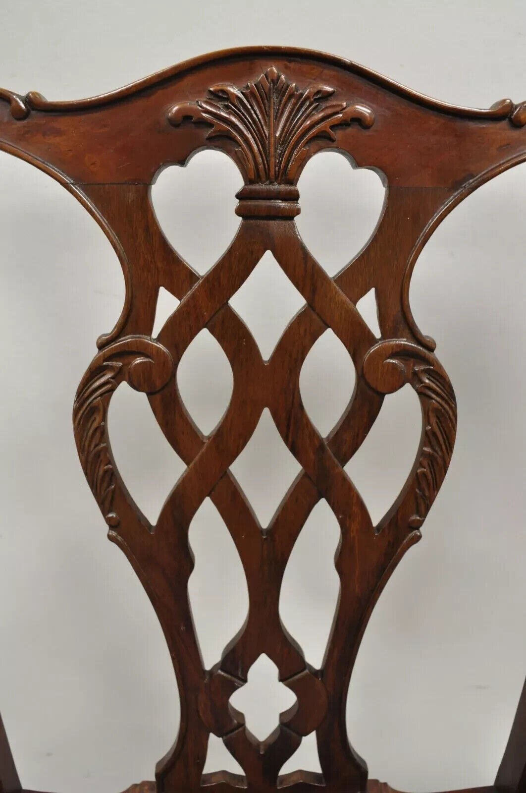 Vintage Georgian Chippendale Carved Mahogany Dining Captains Arm Chairs - Pair B