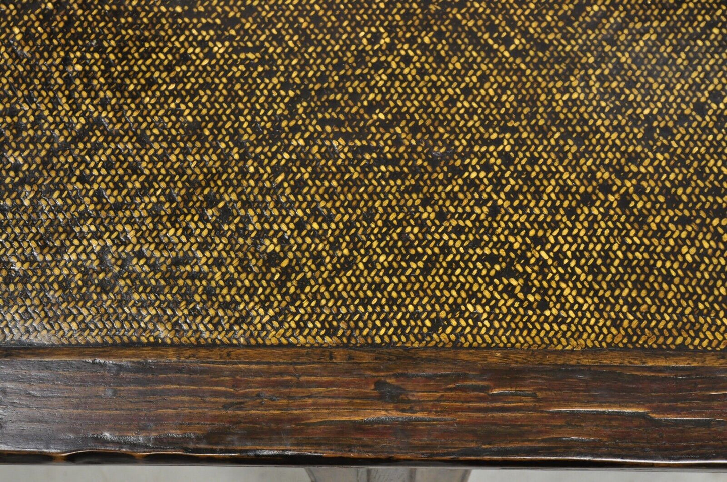 Vintage Chinese Elm Lacquered Cane Double Chairback Hall Bench Settee Sofa