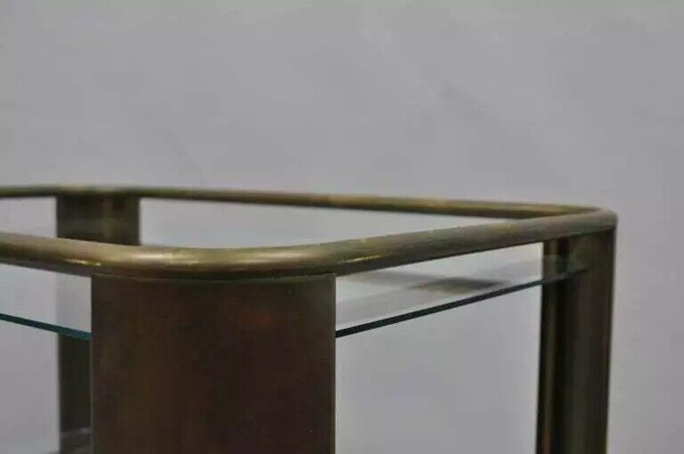Mid Century Italian Modern Bronze & Glass Modernist Bar Tea Cart Trolley Server