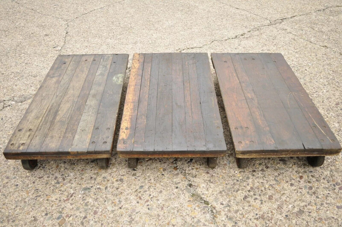 Vintage Fairbanks American Industrial Wood & Iron Factory Work Cart Coffee Table