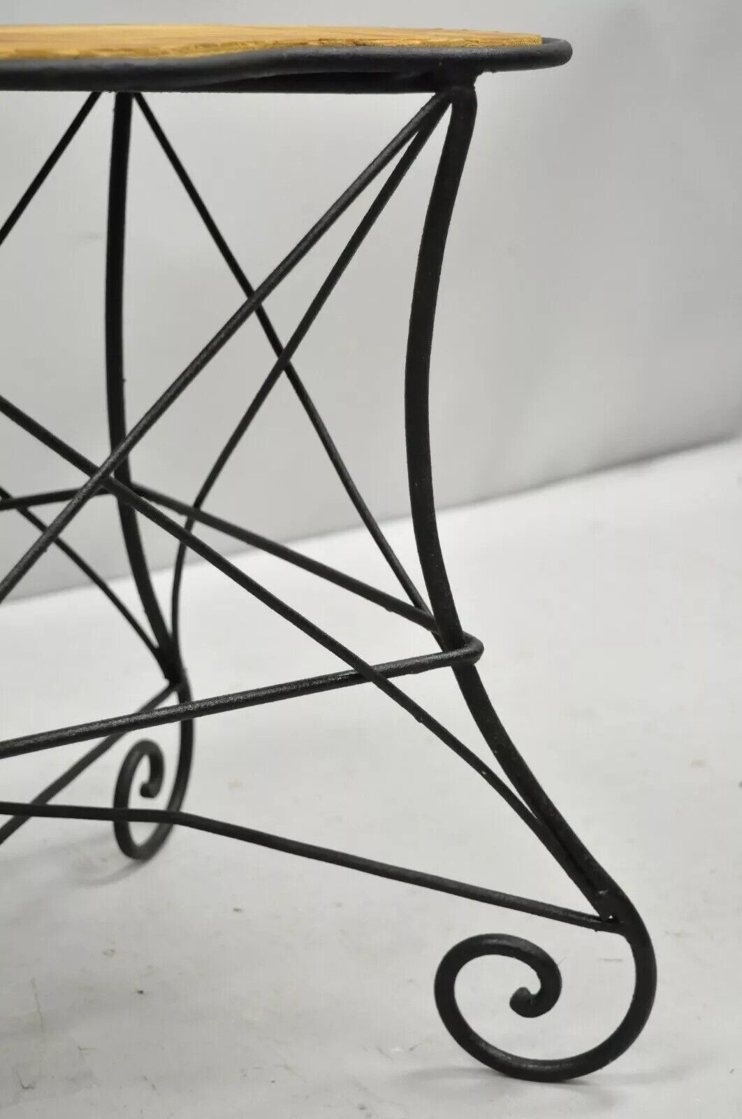 Vintage French Art Nouveau Style Scrolling Wrought Iron Stools - a Pair