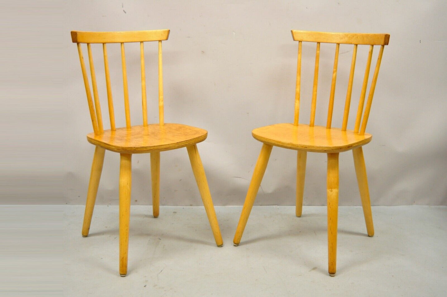 Vintage Mid Century Modern Spindle Bush Birch Maple Side Chairs - a Pair