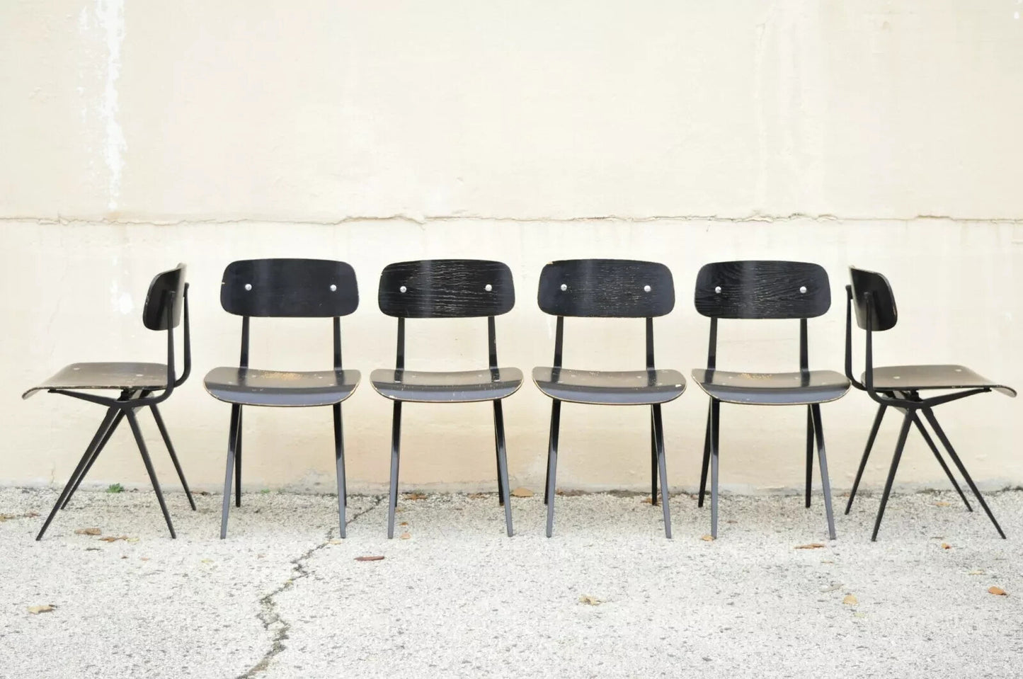 Industry West Madewell Industrial School Side Chair Black Metal Frame - Set of 6