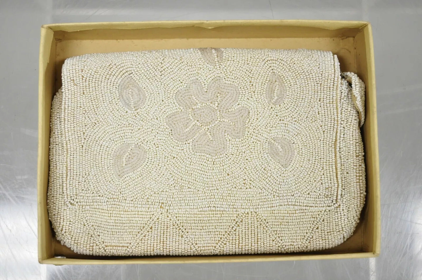 2 Vintage White Beaded Purse Clutch Coin Purse Pocketbook Belgium Lord & Taylor
