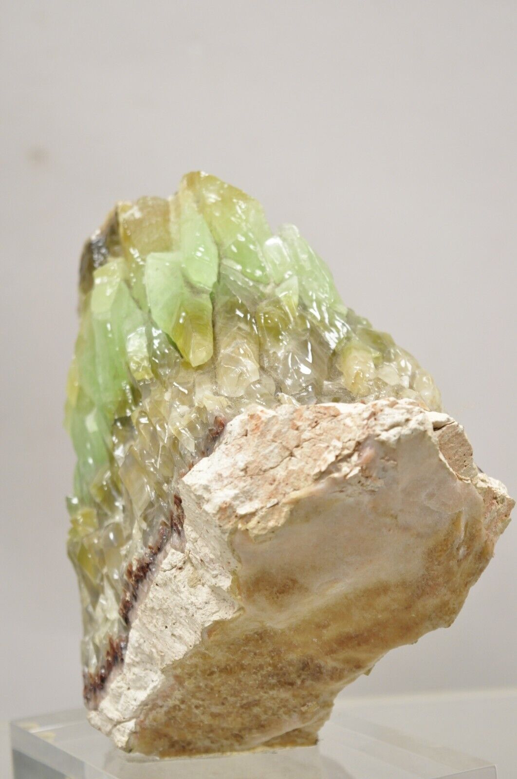 Large Green Calcite Quartz Mineral Geode Specimen Sculpture by Brenda Houston
