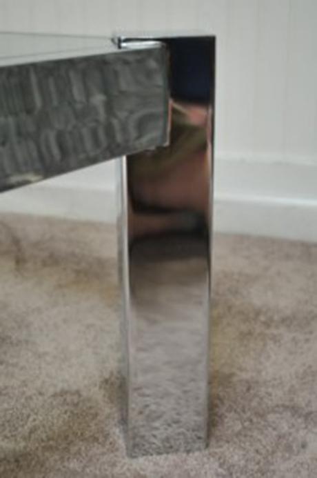 Vintage Mid Century Modern Chrome Etched Glass Square Coffee Table Pace Baughman