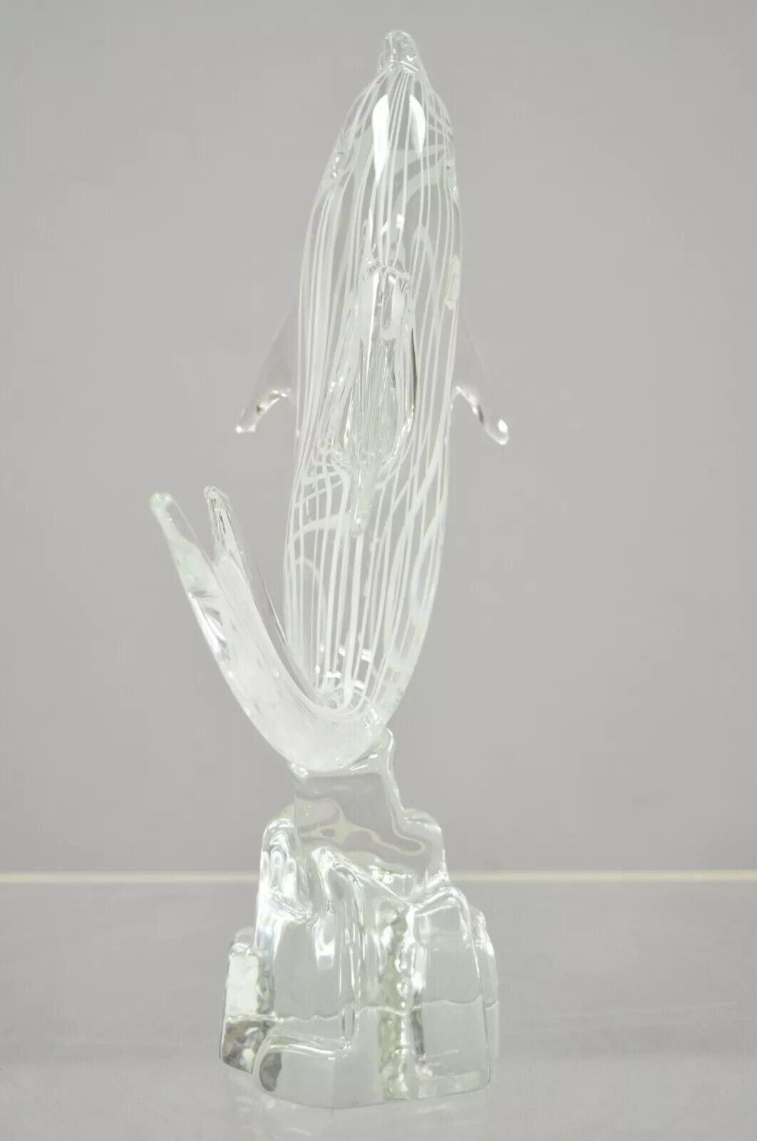 Vintage Vetri Murano Crystal Glass 9" Italian Dolphin Fish Figure Sculpture
