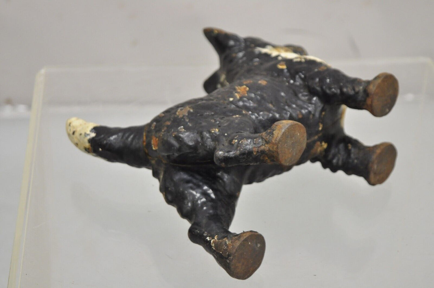 Antique Victorian Cast Iron Small Scottie Dog Metal Black Painted Door Stop