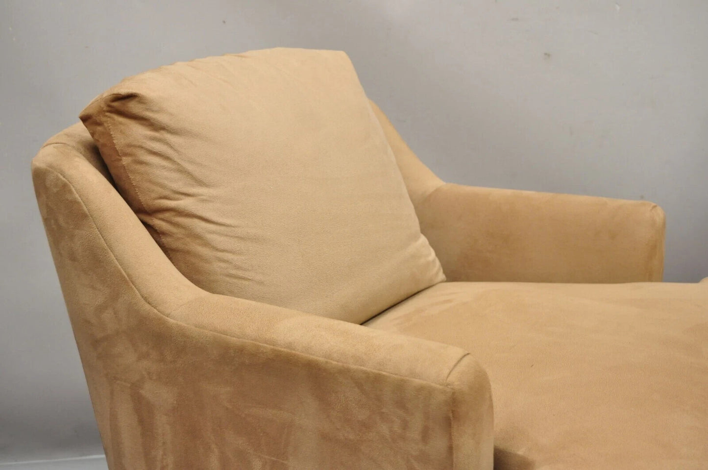 Vintage Mid Century Modern Brown Upholstered Swivel Lounge Club Chairs - a Pair