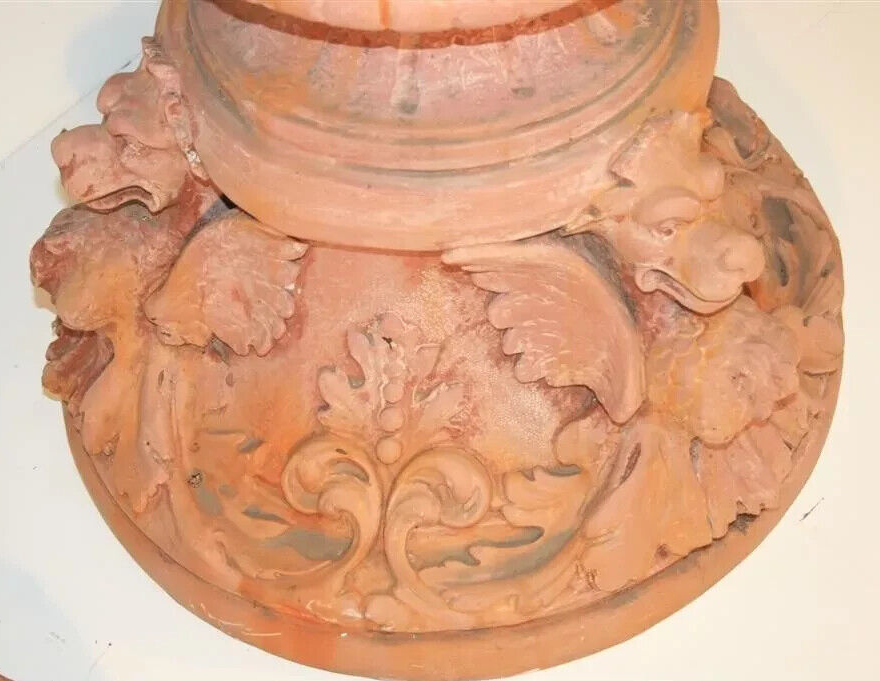 Vintage Italian Renaissance Wing Griffin Fiberglass Garden Pedestal Stands Pair