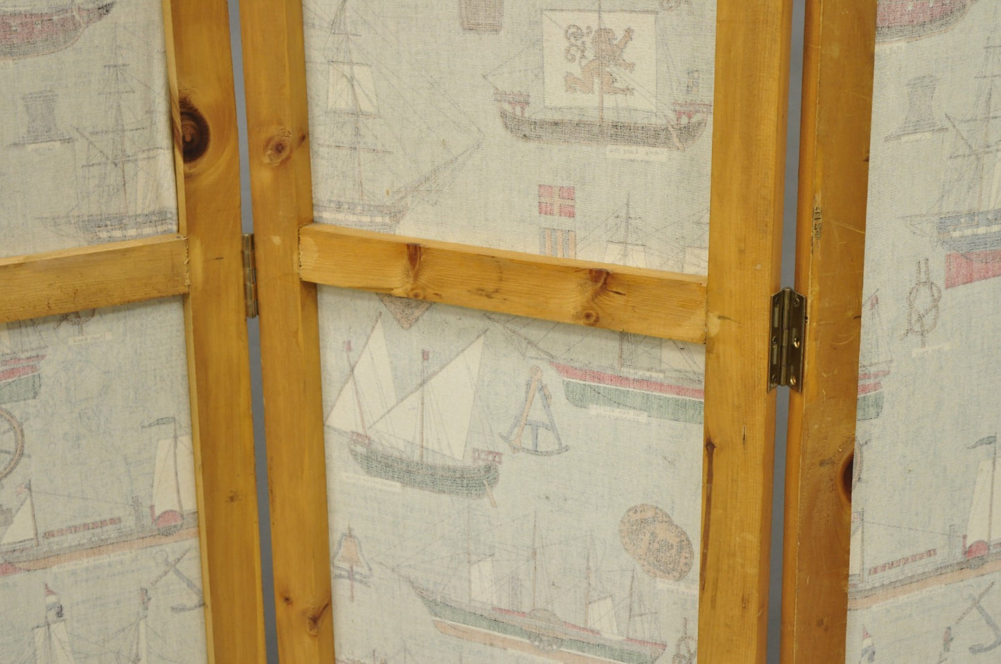 Vintage Nautical Custom Viking Clipper Ship Fabric Room Divider Dressing Screen