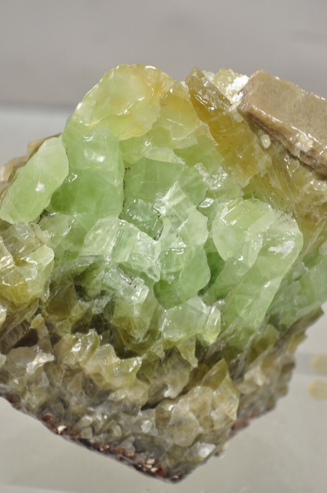 Large Green Calcite Quartz Mineral Geode Specimen Sculpture by Brenda Houston