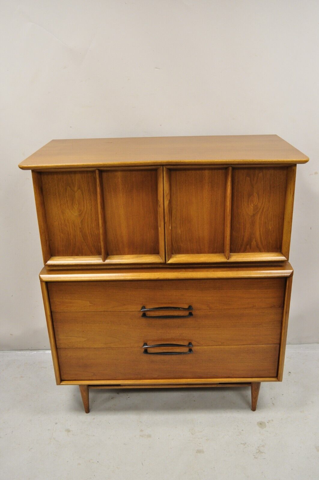 Kent Coffey Eloquence Mid Century Modern Walnut Tall Chest Highboy Dresser