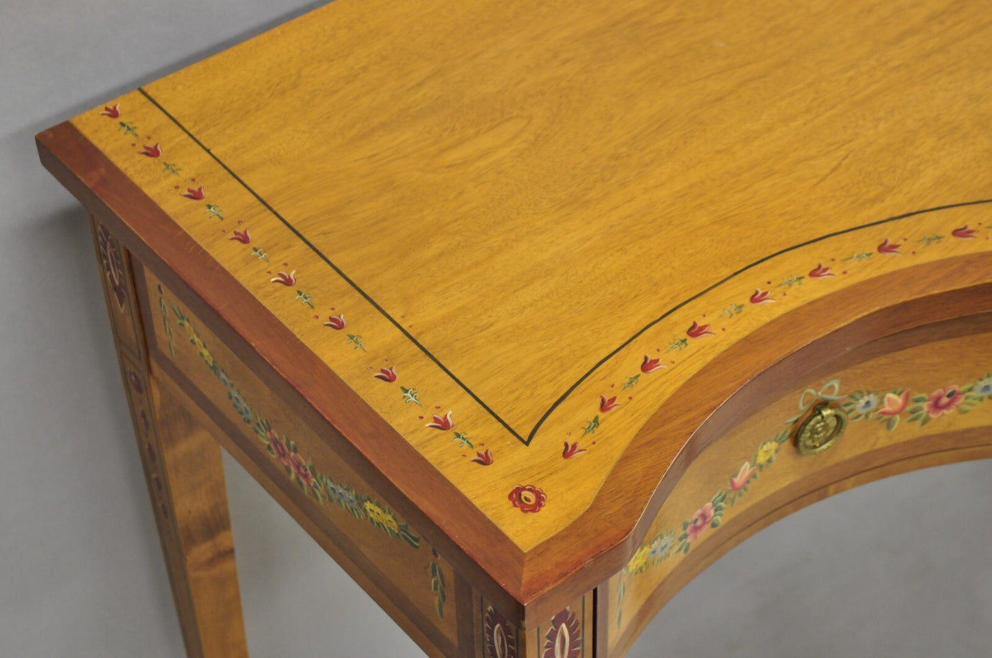 Wellington Hall English Adams Style Paint Decorated Satinwood Sideboard Buffet