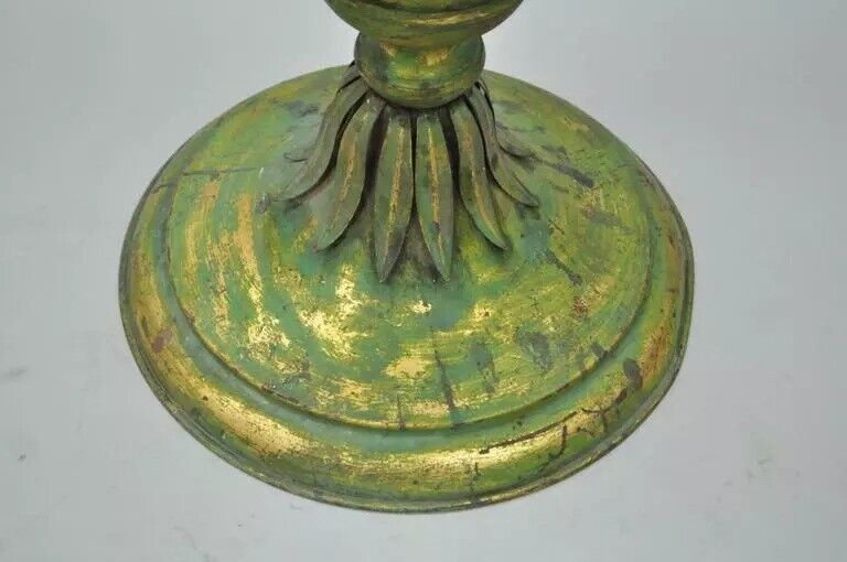 Italian Hollywood Regency Green Gold Tole Metal Palm Leaf 60" Sculpture Statue