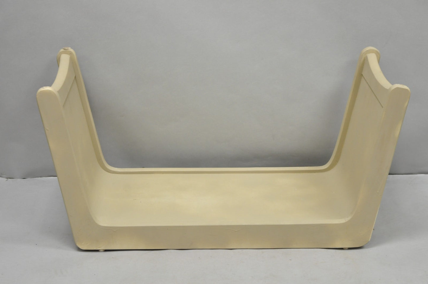 Vintage Mid Century Modern Painted Walnut Waterfall Base Glass Top Coffee Table