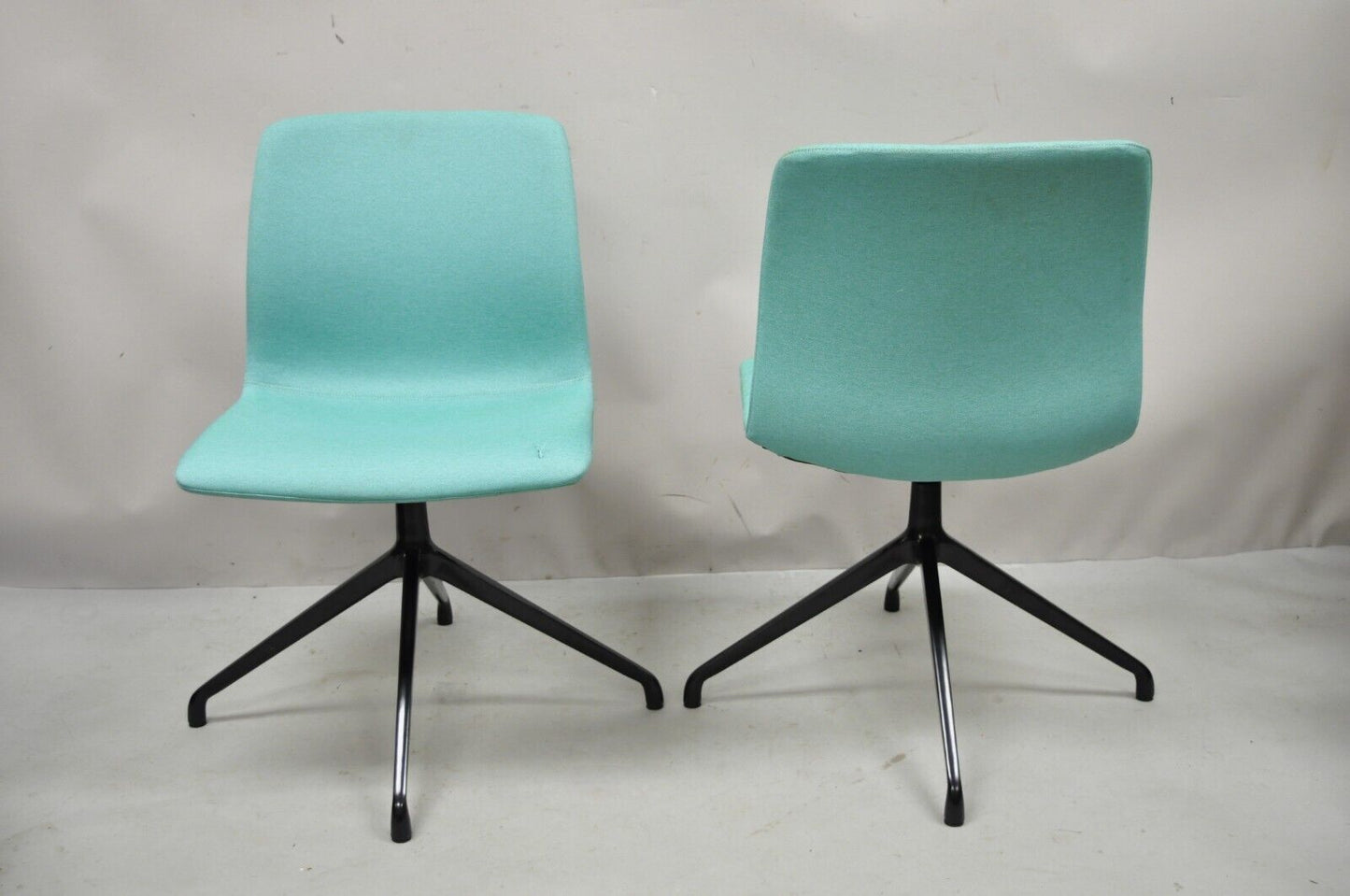 ODS Hairpin Swivel Base Blue Upholstered Side Chair - a Pair