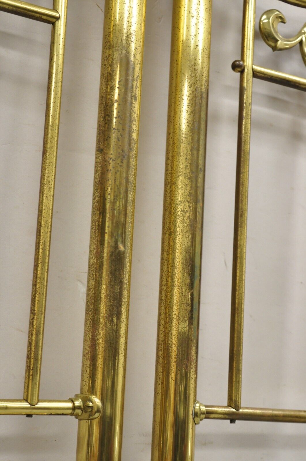 Vintage Victorian Style Brass Scrolling "Shaking Hands" King Size Bed Headboard