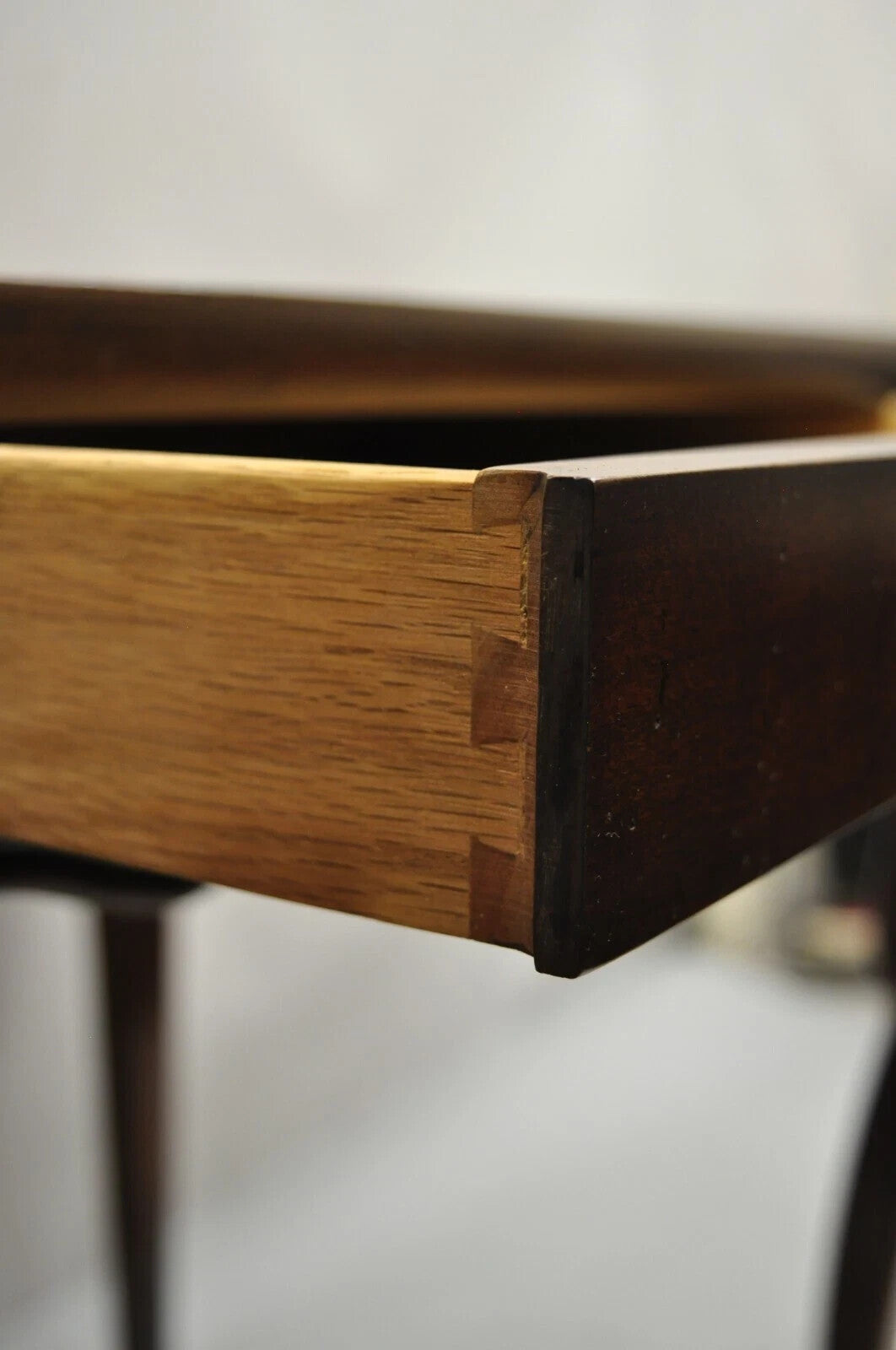 Vintage Baker French Provincial Cherry Wood Inlaid Console Table Writing Desk