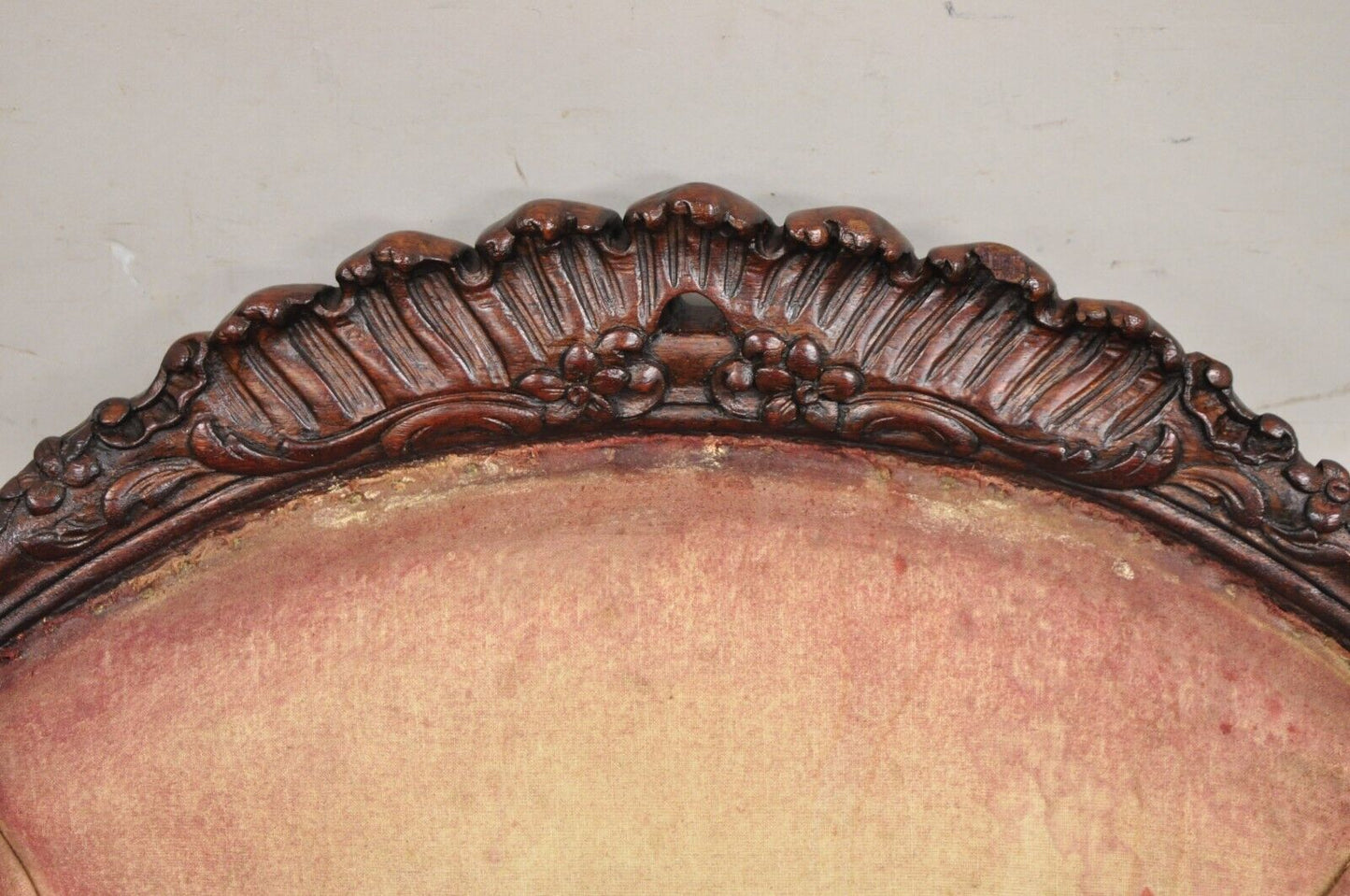 Antique French Art Nouveau Carved Mahogany Bergere Club Lounge Arm Chair