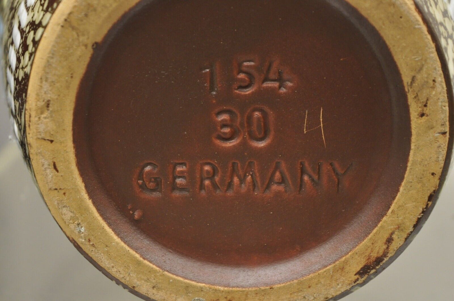 Vintage German Mid Century Modern Brown Blue Yellow Vase attr. Carstens Keramik