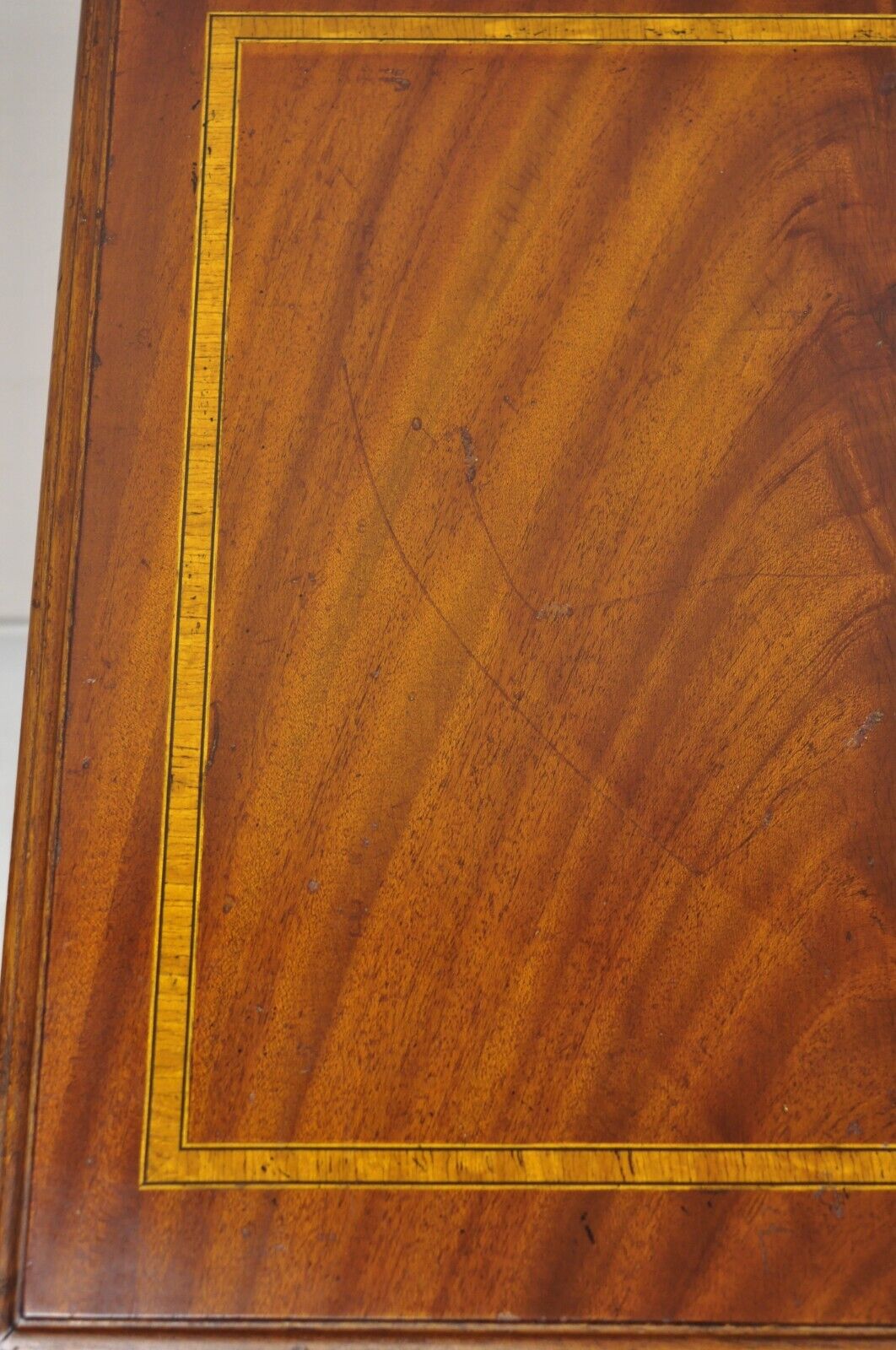 Vintage English Edwardian Style Mahogany Pinwheel Inlay 3 Drawer Dresser Chest
