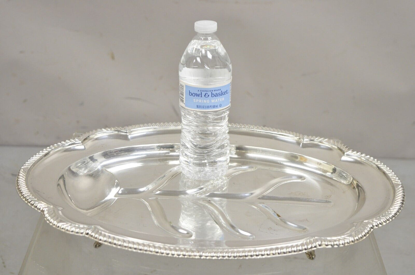 Vintage English Regency Silver Plated Oval Meat Cutlery Serving Platter Tray