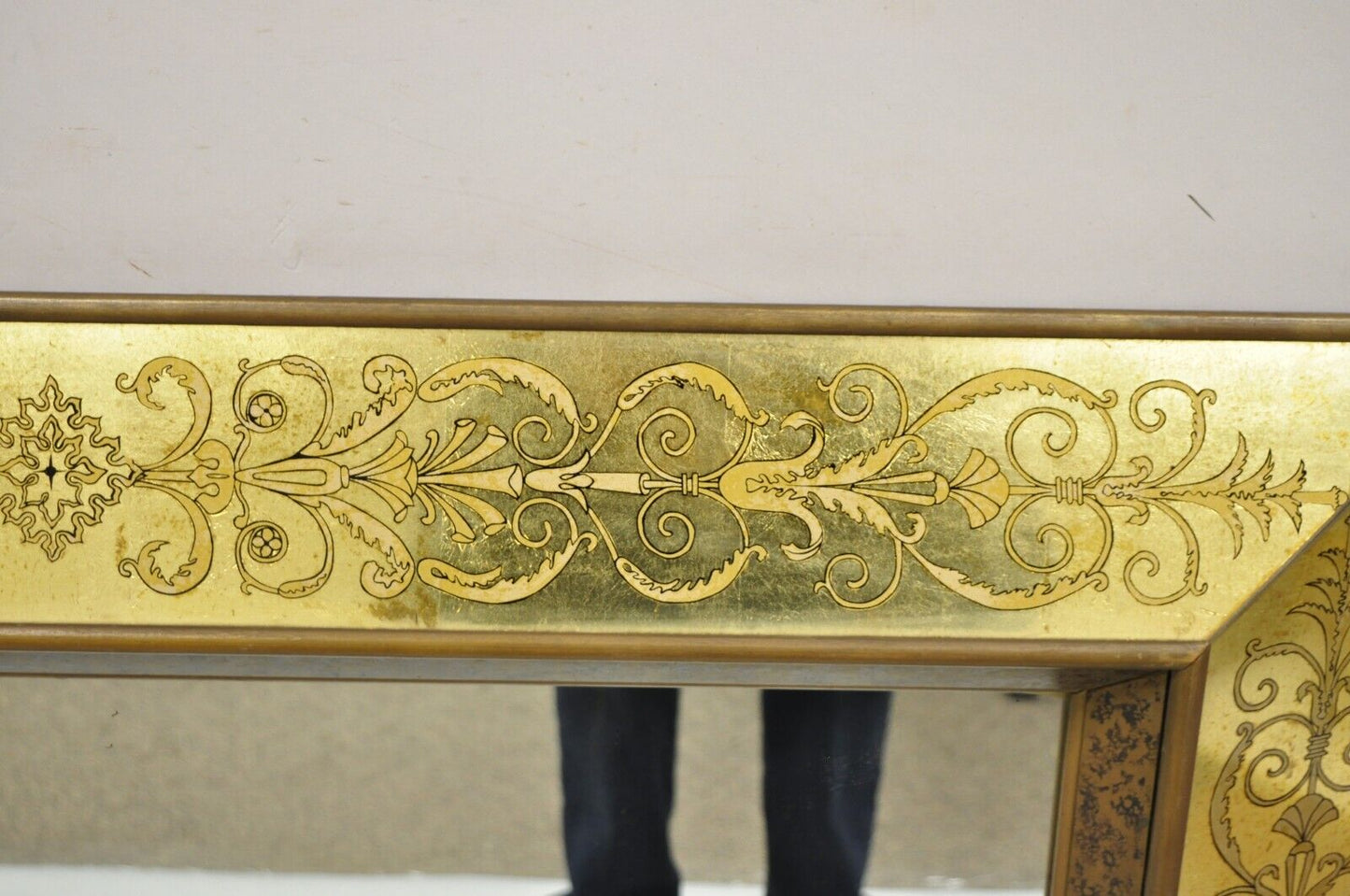 Vintage Hollywood Regency Gilt Gold Leaf Italian Style Rectangular Wall Mirror