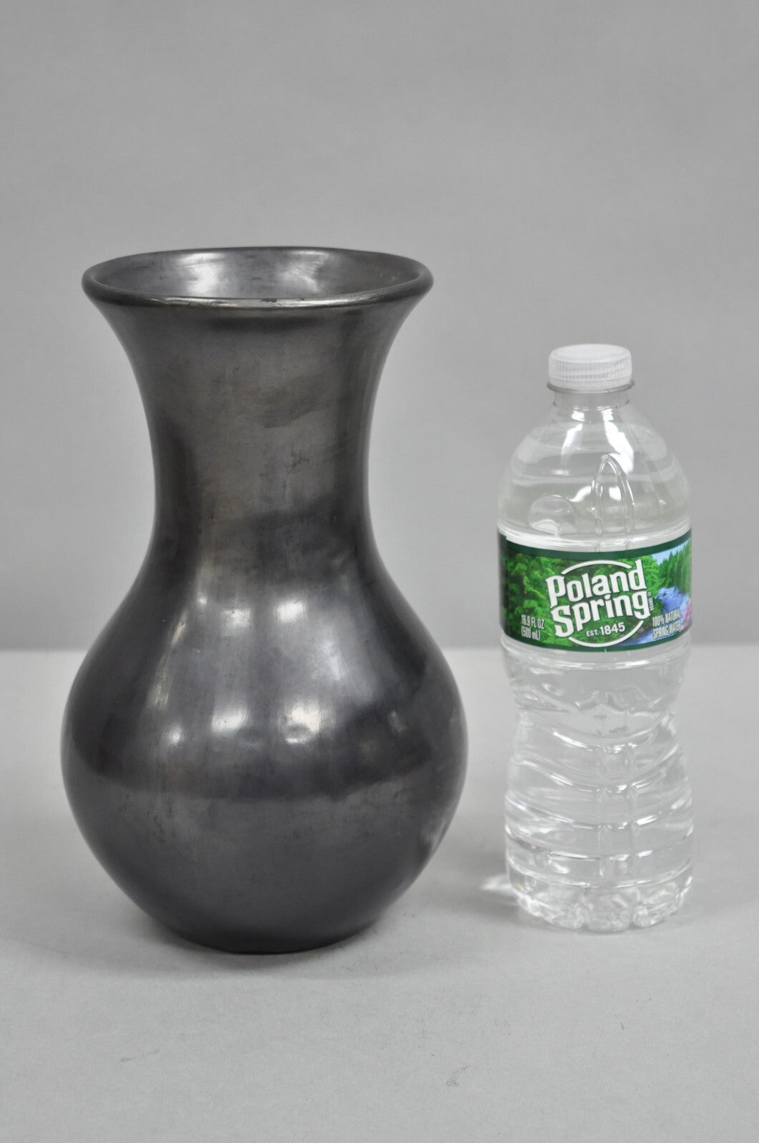 Dona Rosa Barro Negro Black Pottery 9" Bulbous Flower Vase Mid Century Modern
