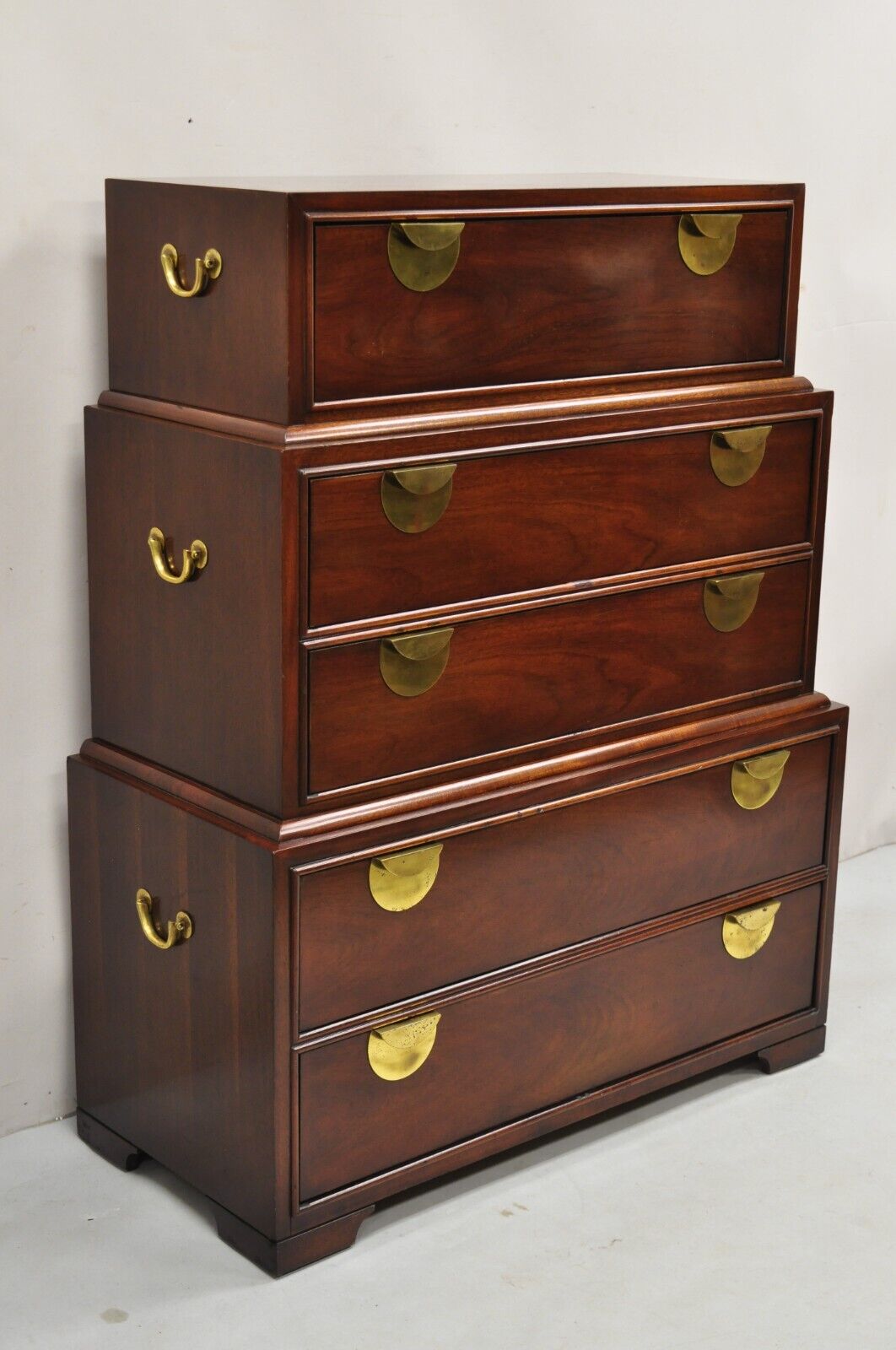 Vintage Thomasville Chinoiserie Mahogany Triple Dresser Tall Chest Highboy