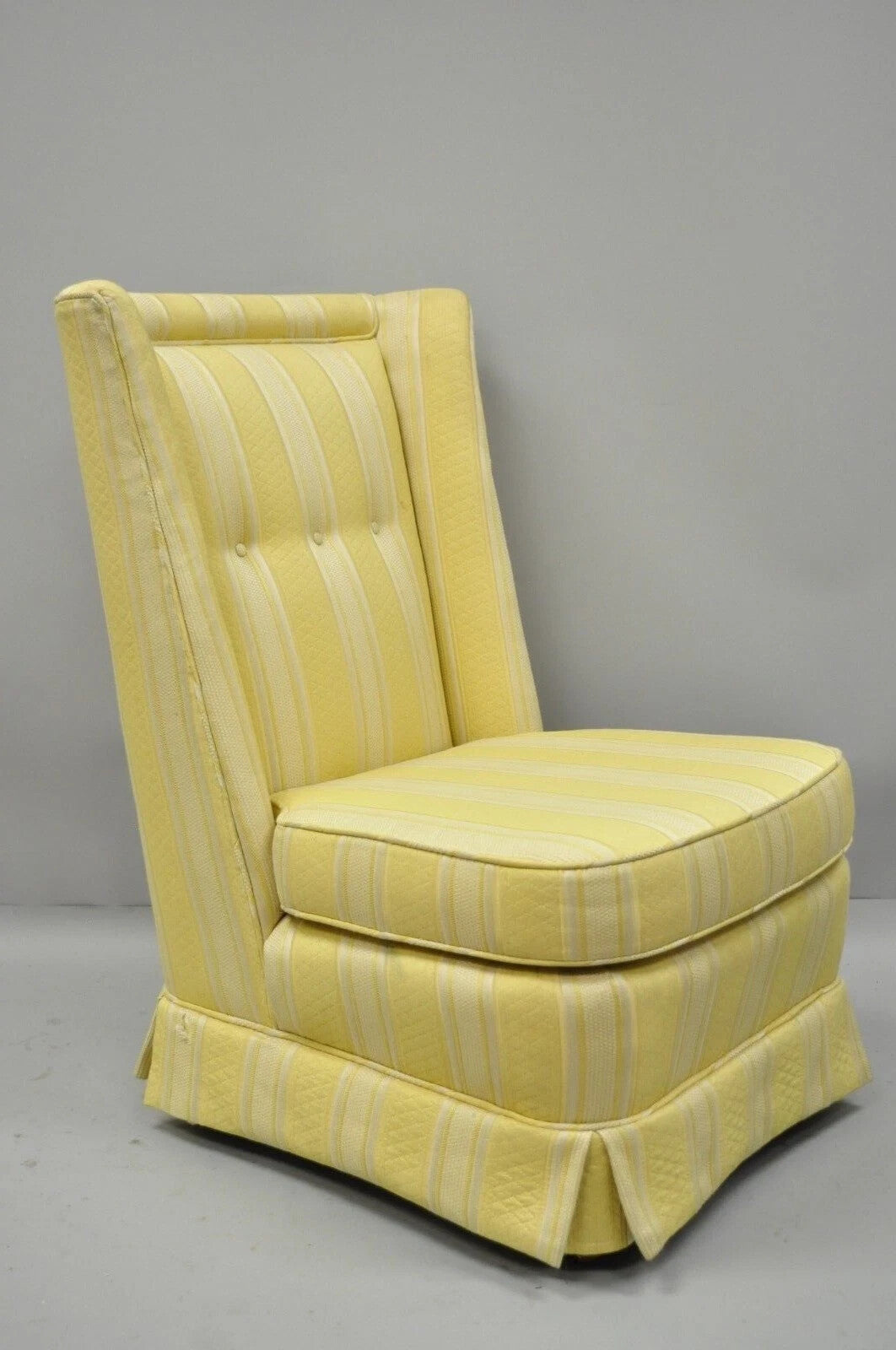 Paul Laszlo Mid Century Modern Upholstered Barrel Wing Back Slipper Lounge Chair