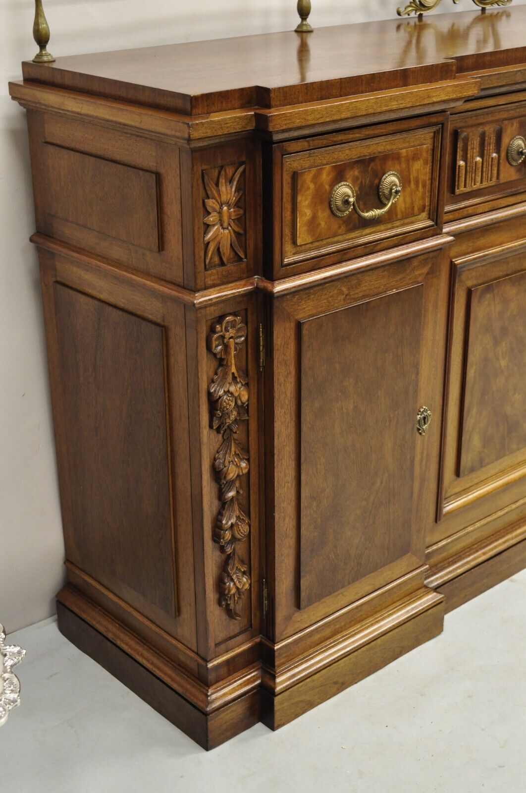 Karges French Neoclassical Style Mahogany Buffet Sideboard w/ Brass Urn Gallery