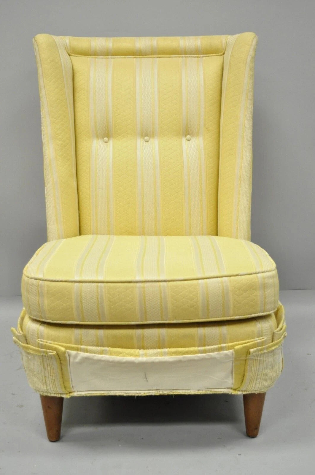 Paul Laszlo Mid Century Modern Upholstered Barrel Wing Back Slipper Lounge Chair