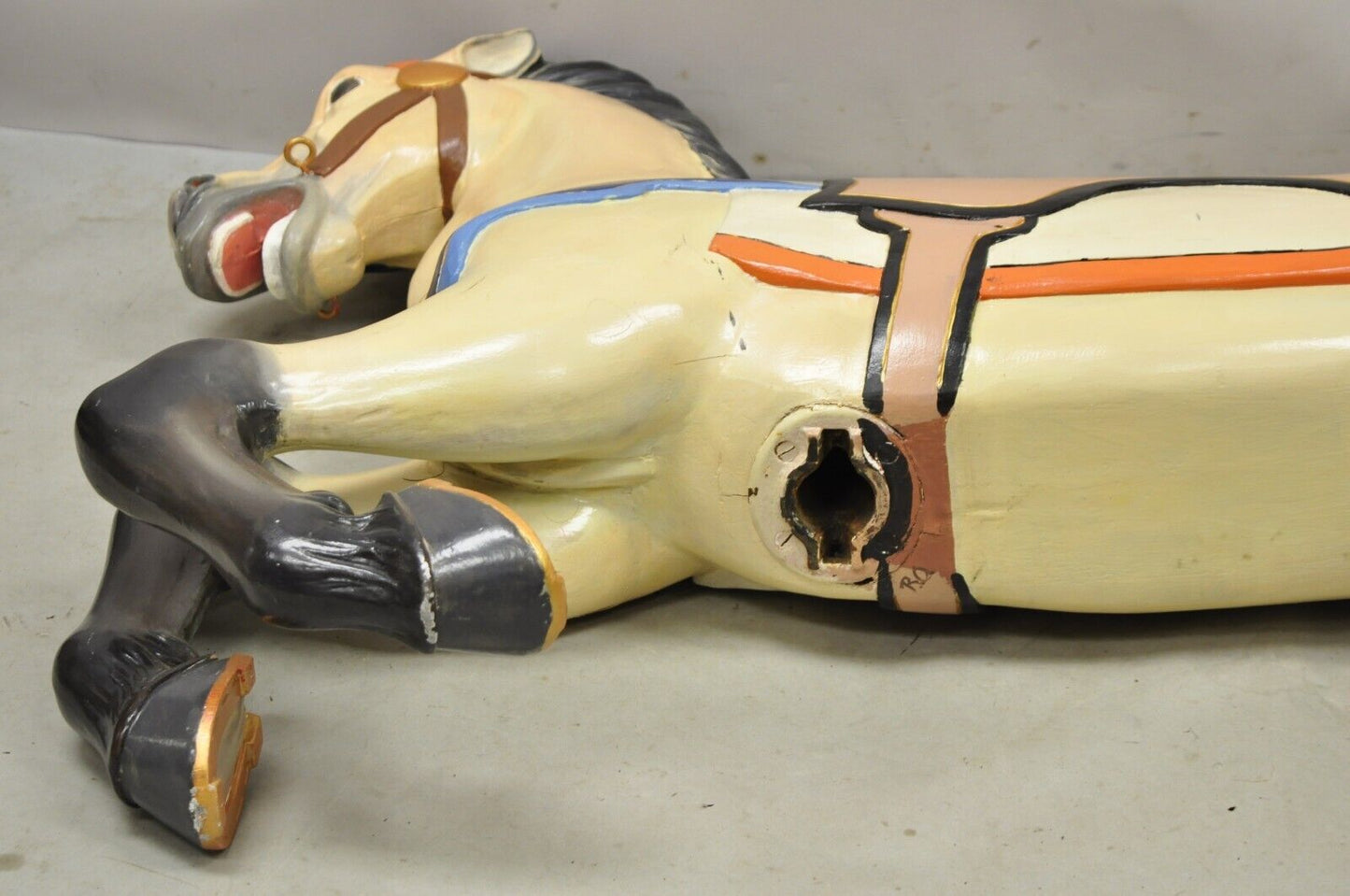 Vintage Hand Painted Solid Wooden Carousel Horse Signed "30 Autumn"