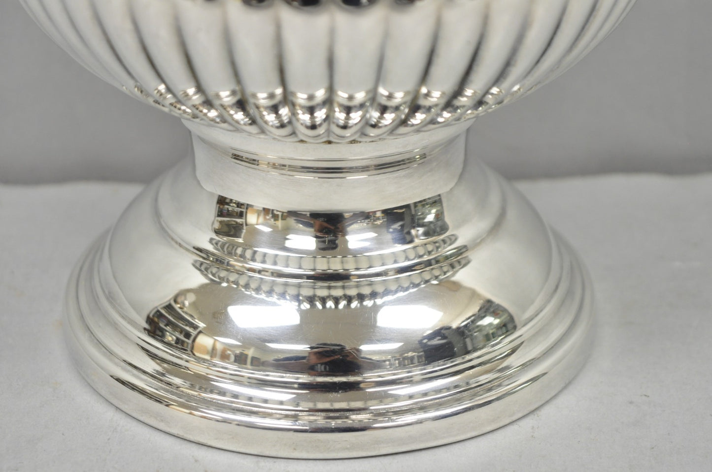 Vintage Regency Silver Plated Trophy Cup Urn Ribbed Champagne Chiller Ice Bucket