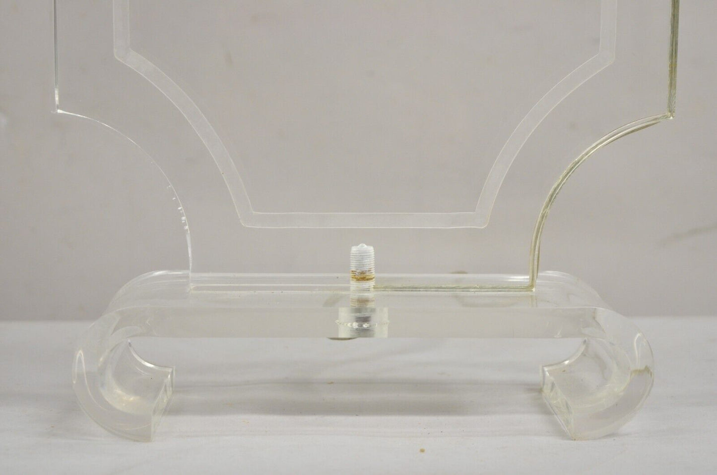 Vintage Mid Century Modern Sculpted Clear Lucite Octagonal Table Lamp