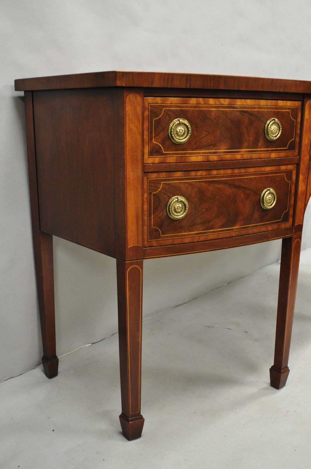 Baker Historic Charleston Mahogany Inlaid Demilune Hepplewhite Sideboard Buffet