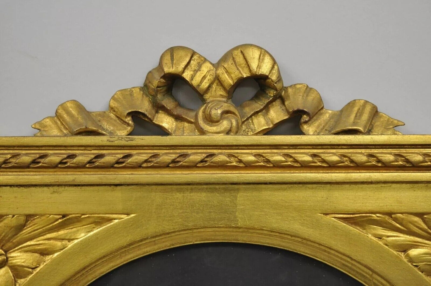 Antique French Louis XV Style Gold Gilt Wood Trumeau Mirror with Portrait Print