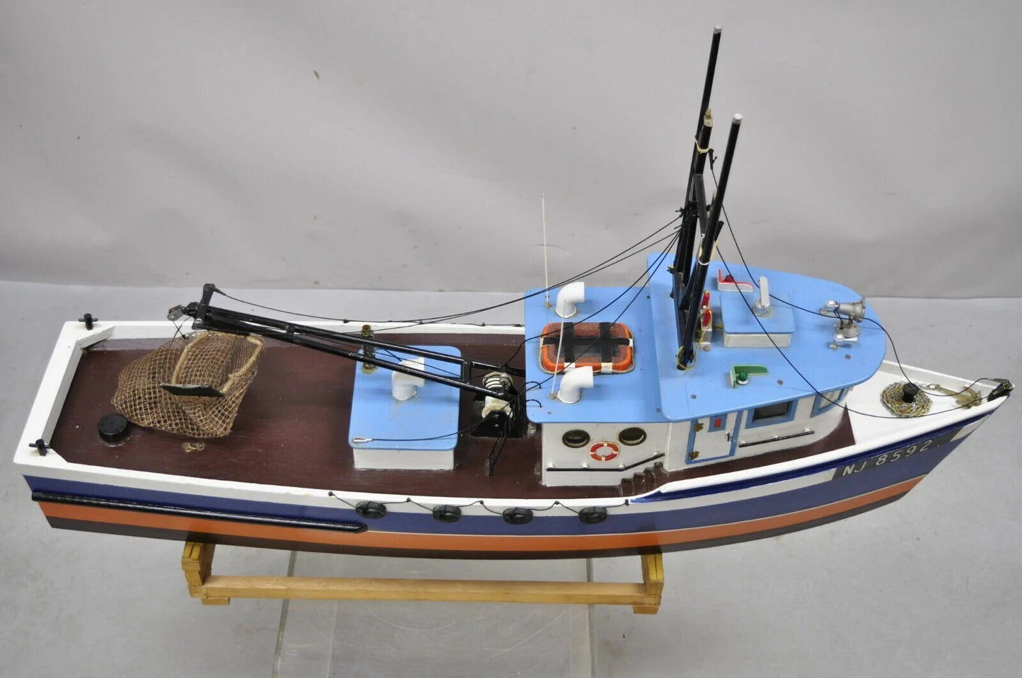 Vintage Arts & Crafts Large 48" Fishing Shrimp Boat Ship Model A - Rab NJ 8592