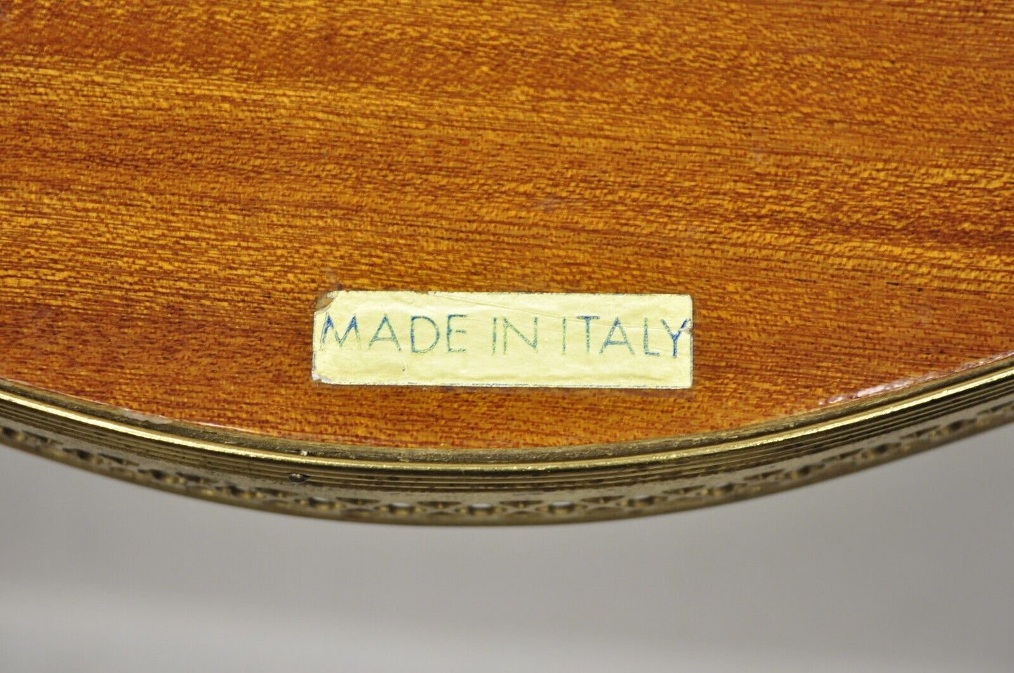 Vintage Italian Lacquered Wood and Brass Chariot Marquetry Inlay Serving Tray