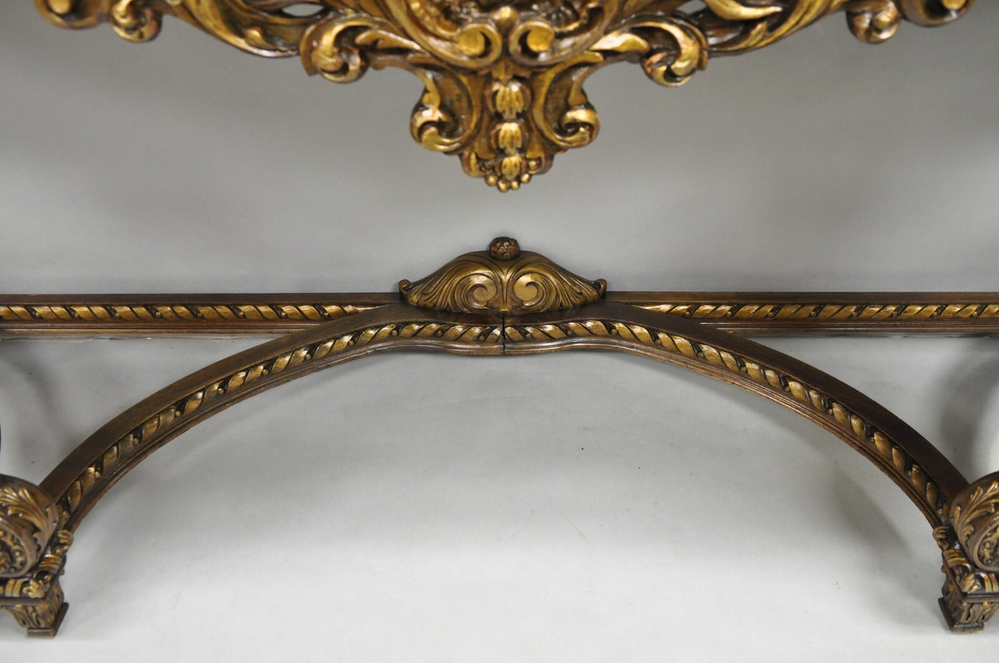 Antique French Baroque Rococo Carved Walnut Marble Top Sideboard Buffet w Drawer