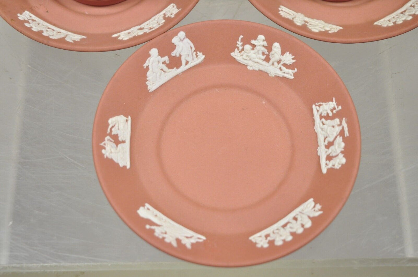Wedgewood Terracotta Jasperware Miniature Tea Set Demitasse Cup & Saucer 14 pcs