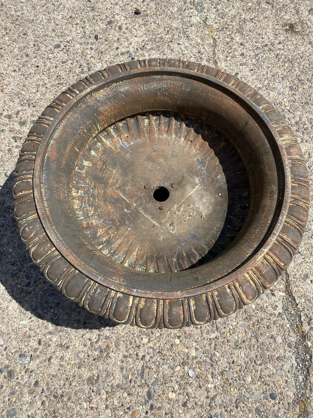 Cast Iron Low and Wide 38" Round French Classic Style Outdoor Garden Urn Planter