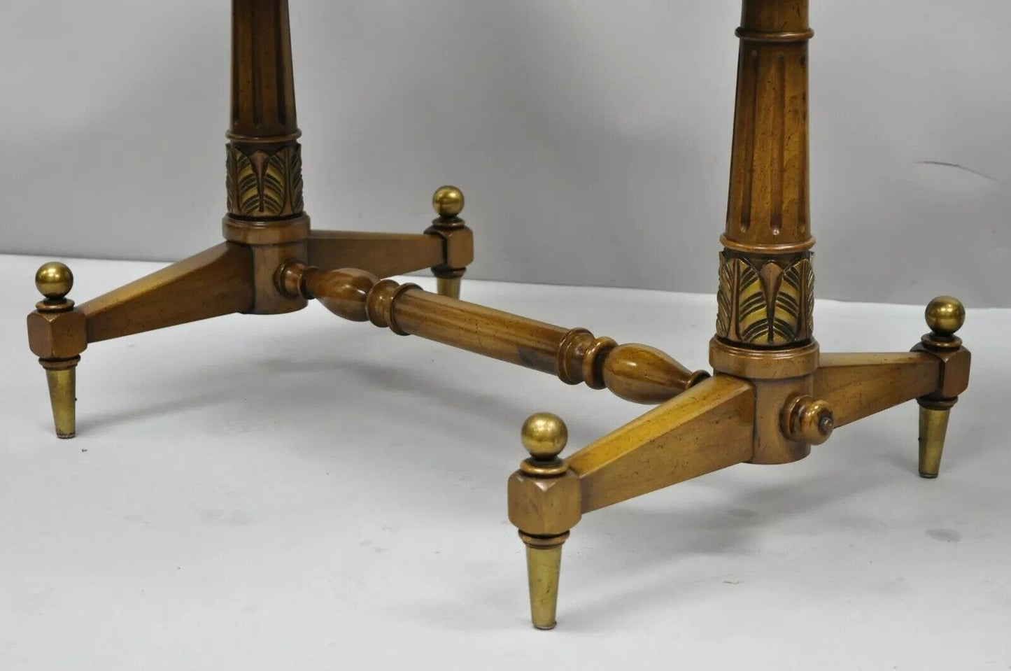Vintage Weiman Kameo French Regency Style Banded Walnut End Tables - a Pair