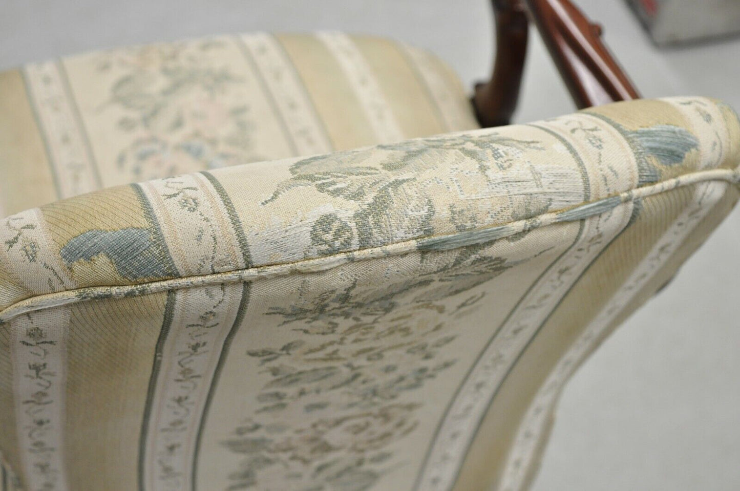 Vintage Pennsylvania House Queen Anne Style Upholstered Gooseneck Arm Chair