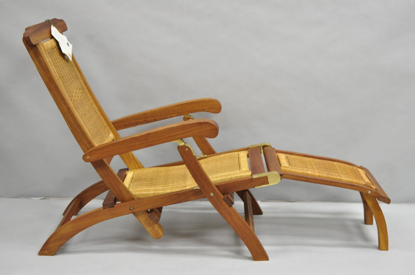 Park Royal British Colonial Hardwood & Wicker Plantation Folding Deck Chair Pair